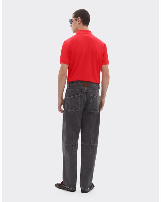 Ferrari Red Cotton Polo Shirt With Logo for men