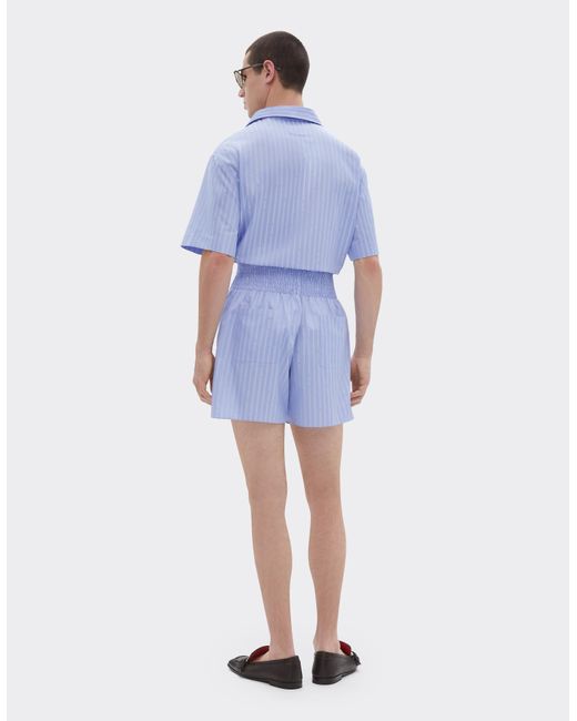 Ferrari Blue Cotton Shirt With Monogram Pattern for men