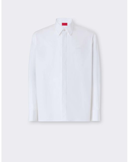 Ferrari White Cotton Poplin Shirt With Embroidery for men