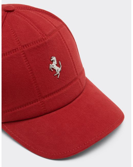 Ferrari Red Cotton Baseball Cap With Prancing Horse