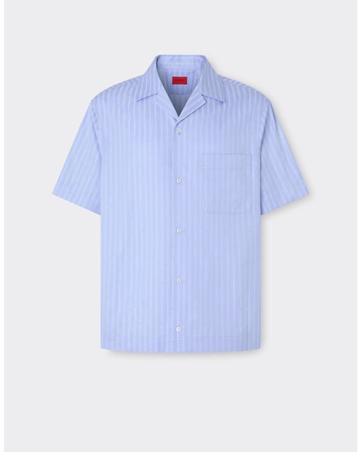 Ferrari Blue Cotton Shirt With Monogram Pattern for men