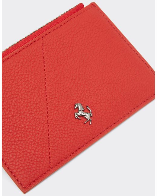 Ferrari Red Zip Card Holder for men