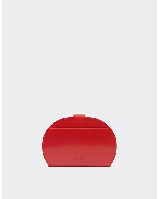 Porte-Cartes Pliant En Cuir Brossé Brillant Ferrari en coloris Red