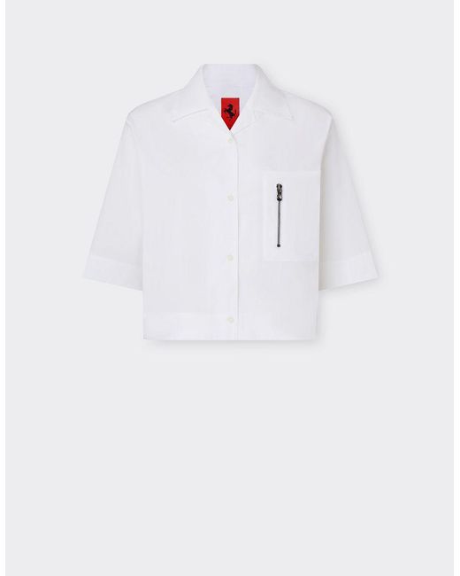 Ferrari White Kurzärmeliges Hemd Aus Baumwolle