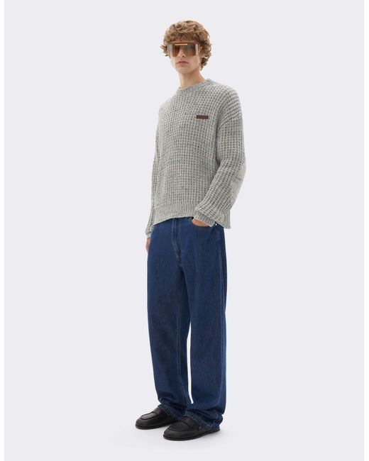 Ferrari Gray Denim-Effect Crew-Neck Jumper for men