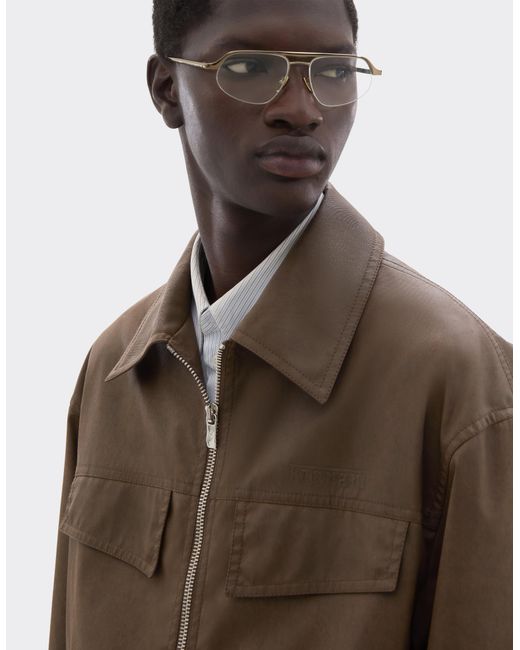 Ferrari Brown Technical Gabardine Jacket With A Vintage Effect for men