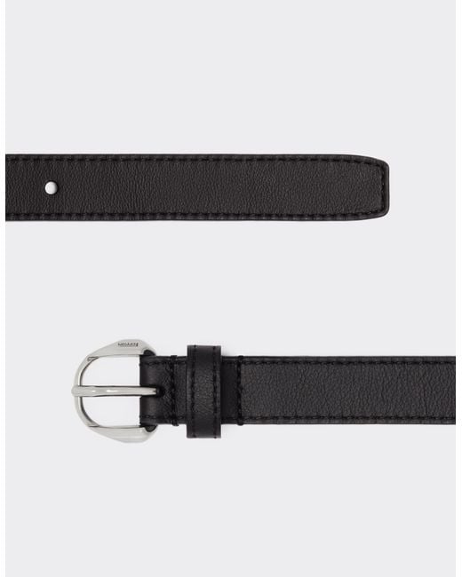 Ferrari Black Thin Leather Belt With Prancing Horse Detail