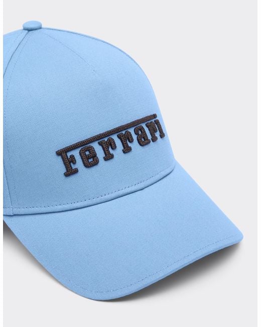 Ferrari Blue Baseball Cap With Embroidered Logo