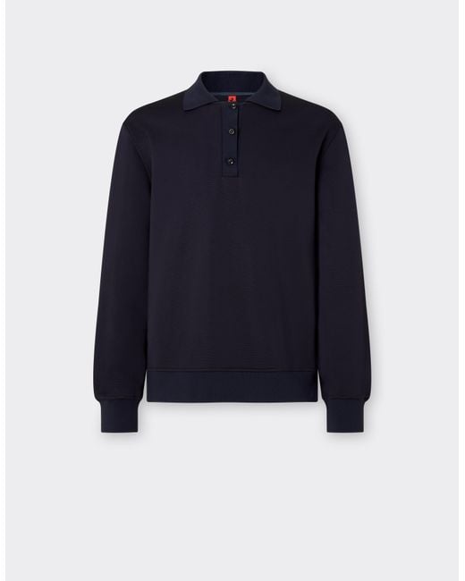 Ferrari Blue Long-Sleeved Polo Shirt for men