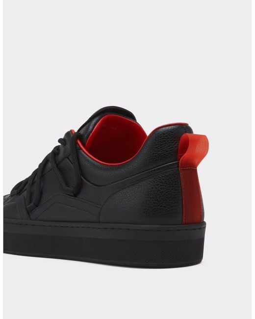 Ferrari Black Leather Trainers for men