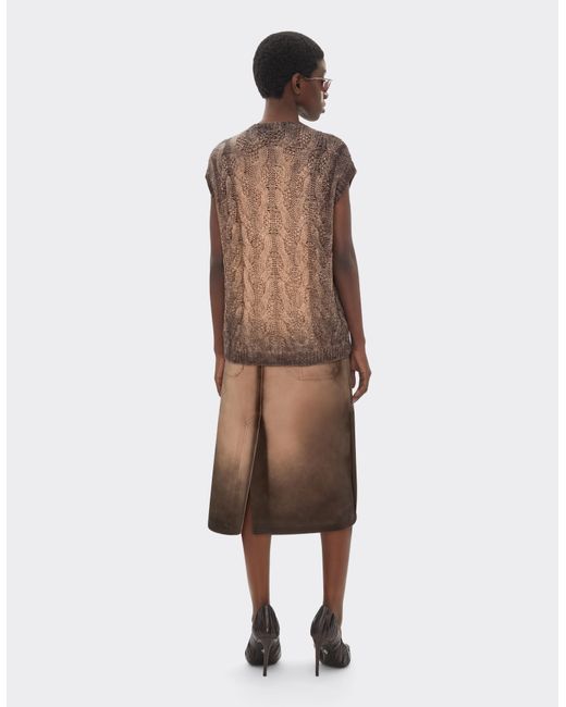 Ferrari Brown Airbrushed Leather Skirt