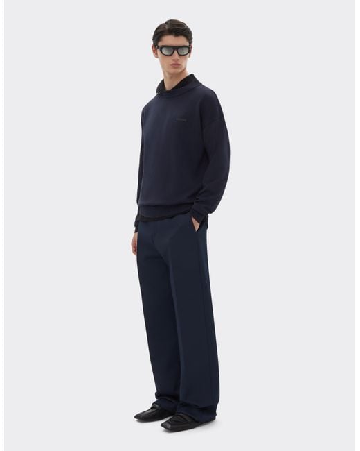 Ferrari Blue Cotton And Silk Long Sleeve Sweater for men