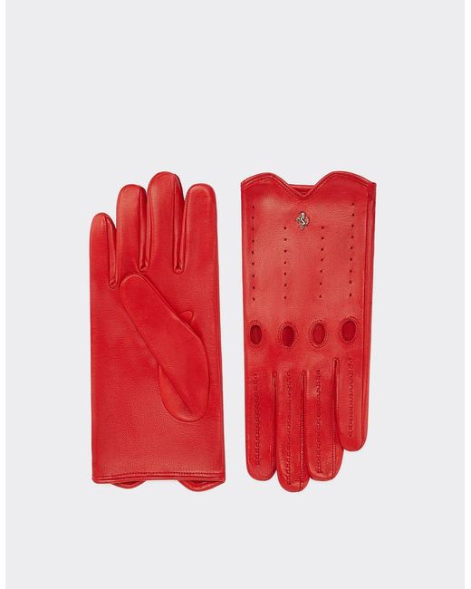 Ferrari Red Nappa Leather Driving Gloves