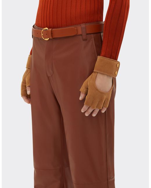 Ferrari Brown Fingerless Gloves for men