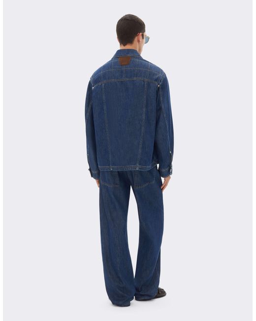 Ferrari Blue Denim Jacket With 7X7 Check for men