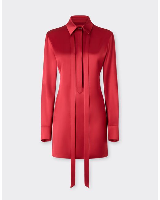 Ferrari Red Stretch Satin Mini Dress