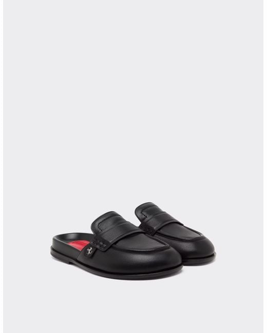 Ferrari White Leather Clog With Prancing Horse for men