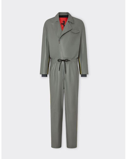 Ferrari Gray Leather Jumpsuit for men