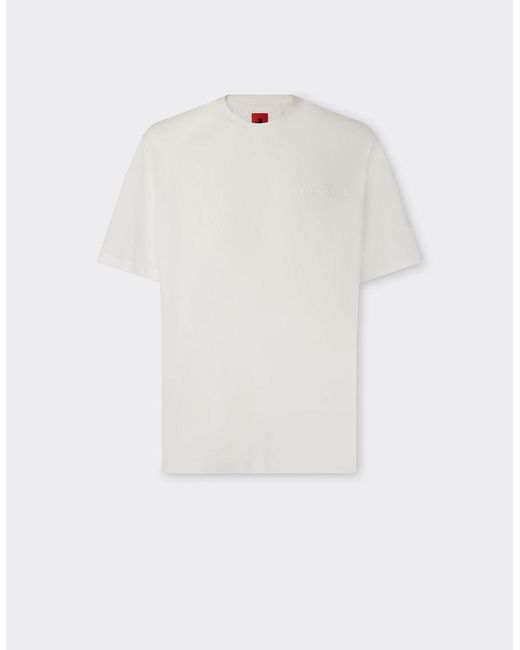 Ferrari White Cotton T-shirt With Logo for men