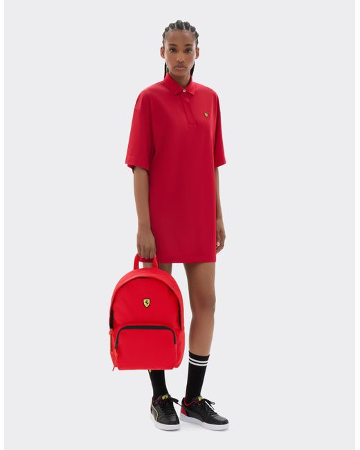 Ferrari Red Technical Fabric Backpack With Scudetto