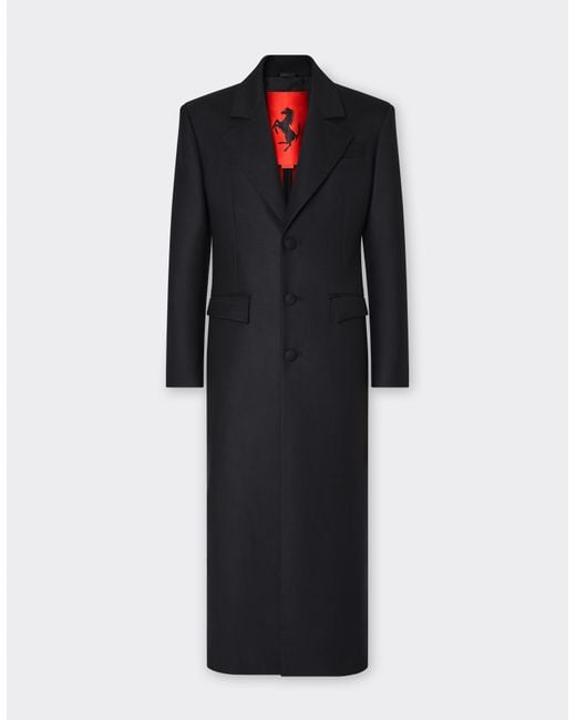 Ferrari Black Double Wool Coat for men