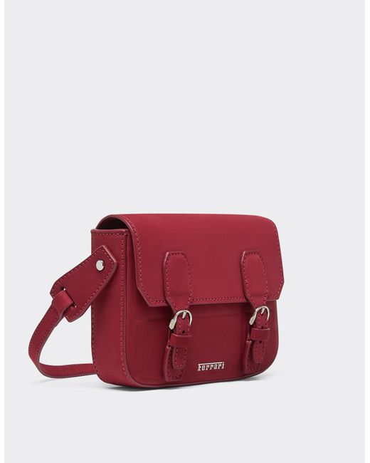 Ferrari Red Mini Nubuck Messenger Bag for men