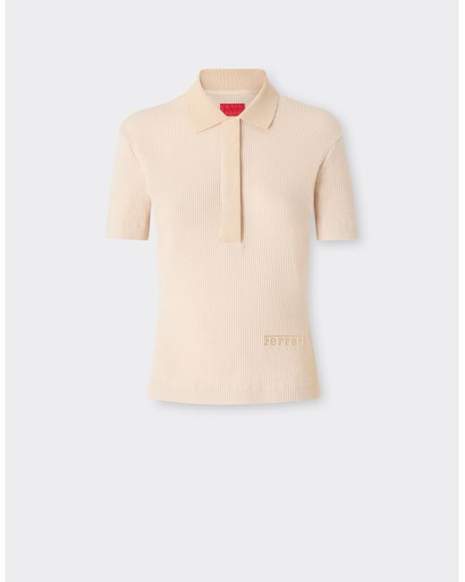 Ferrari White Piquet Polo Shirt With Embroidered Logo