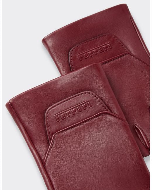 Ferrari Red Fingerless Leather Gloves