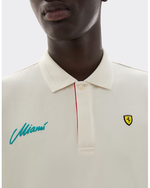 Ferrari White Scuderia Miami 2026 Polo Shirt for men