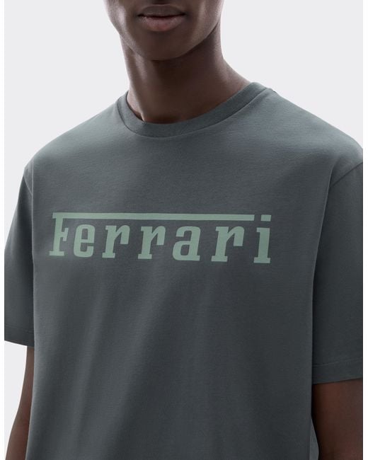 Ferrari Blue Cotton T-Shirt With Logo