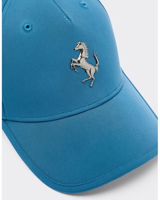 Ferrari Blue Baseball Cap With Metal Prancing Horse