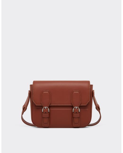Ferrari Brown Mini Leather Messenger Bag for men