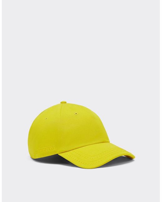 Ferrari Yellow Cotton Baseball Hat With Italian Flag Pattern