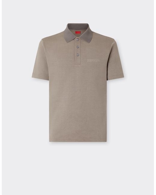 Ferrari Gray Cotton Polo Shirt With Logo for men