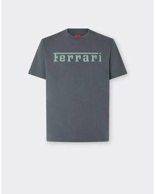 Ferrari Blue Cotton T-Shirt With Logo