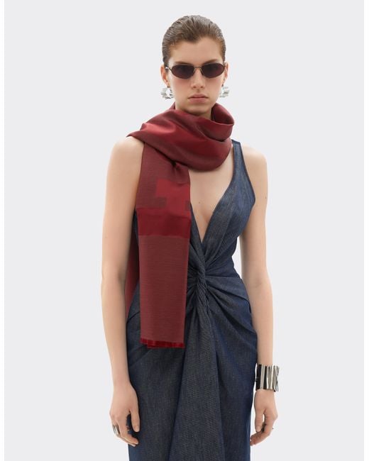 Ferrari Red Wool And Silk Scarf With Logo