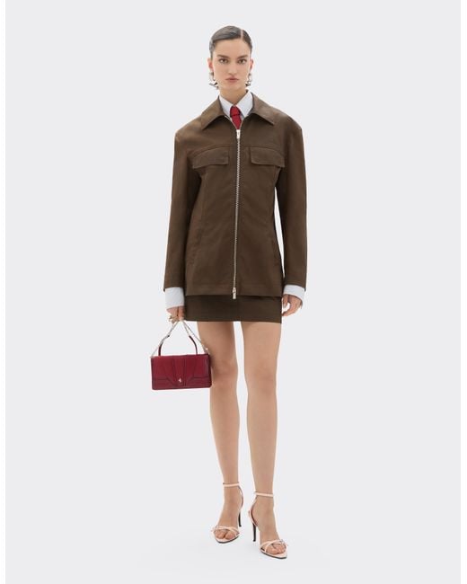 Ferrari Brown Technical Gabardine Jacket With A Vintage Effect