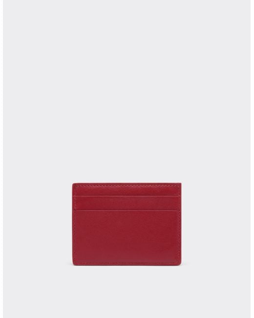 Ferrari Red Smooth Leather Card Holder for men
