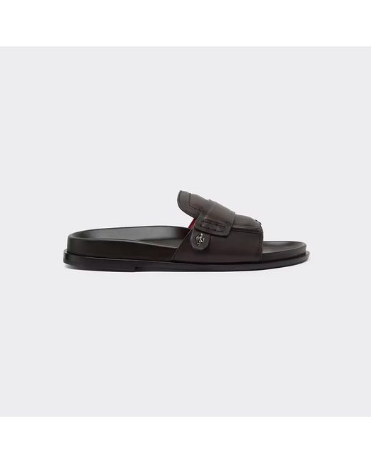 Ferrari White Leather Slider With Prancing Horse for men