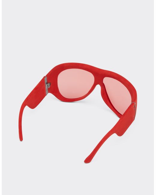 Ferrari Limited Edition Leather Covered Sunglasses With Mirror Lens