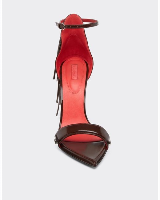 Ferrari White Leather Sandals With Fringing