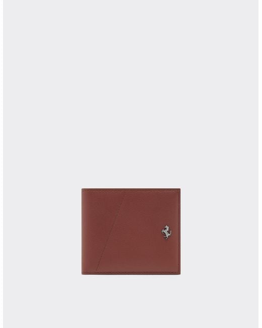 Ferrari Purple Leather Wallet With Diagonal Stitching for men