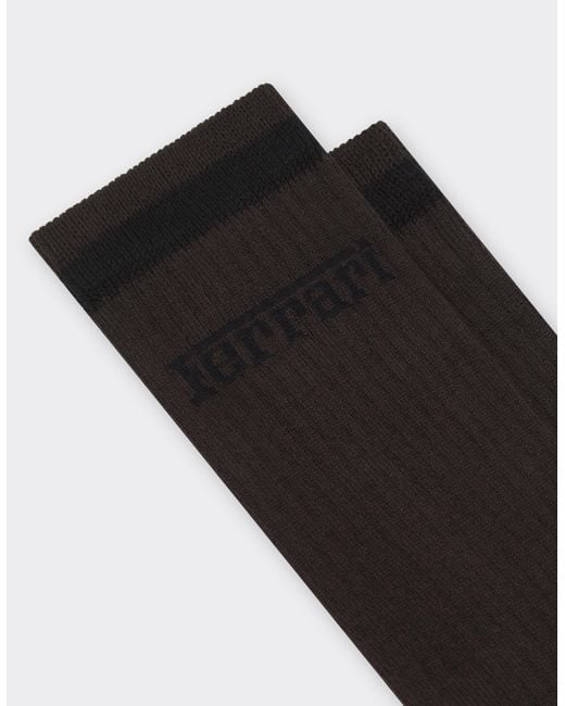 Ferrari Black Long Cotton Socks With Logo