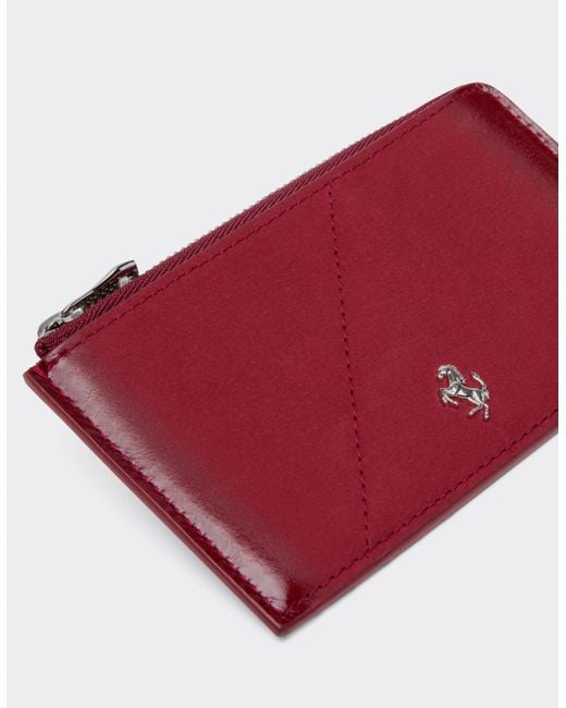 Ferrari Red Wallet With Zip for men