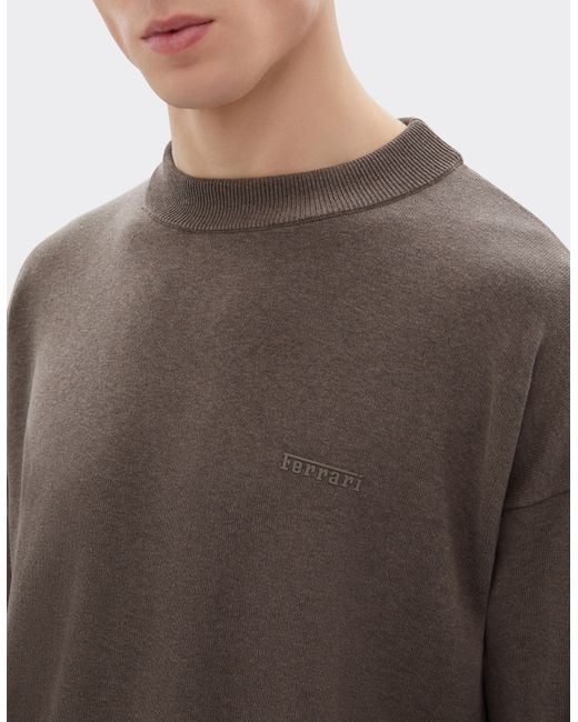 Ferrari Brown Cotton And Silk Sweater With Logo for men