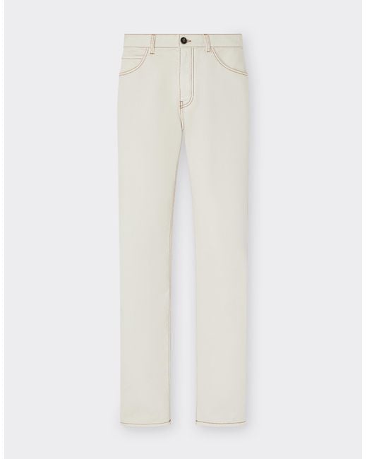 Ferrari White Five-Pocket Denim Trousers for men