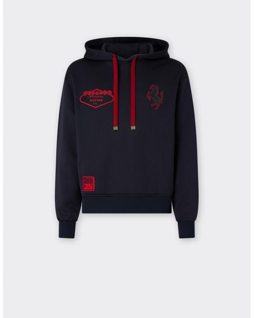 Ferrari Blue Cotton Blend Hoodie for men