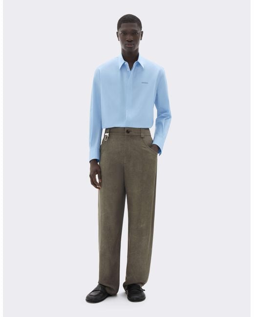 Ferrari Blue Cotton Poplin Shirt With Embroidery for men