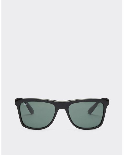 Ferrari Black Ray-ban For Scuderia Rb4413mf Sunglasses With Dark Green Lenses