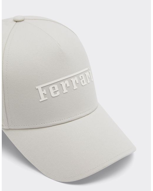 Ferrari White Baseball Cap With Rubberized Logo